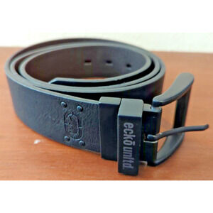 Ecko Unltd Black Men's Buckle Leather Belt, Size 42